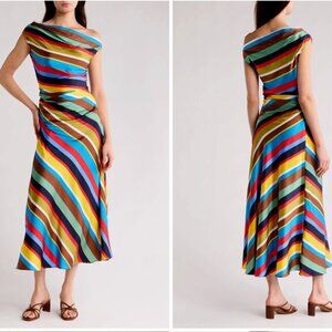 STAUD Phare One-Shoulder Stretch Silk Midi Dress – Size 2 – Like New